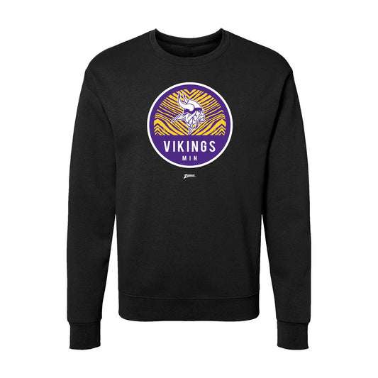 Zubaz NFL Minnesota Vikings Unisex Adult Men's & Women's Pullover Fleece Crew Neck Sweatshirt, Z2C Dime Back, Black