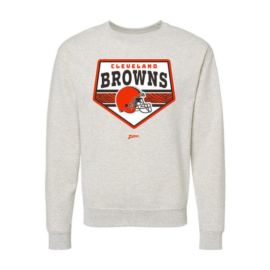 Zubaz NFL Cleveland Browns Unisex Adult Men's & Women's Pullover Fleece Crew Neck Sweatshirt, Z2C Chip Shot, Oatmeal Heather