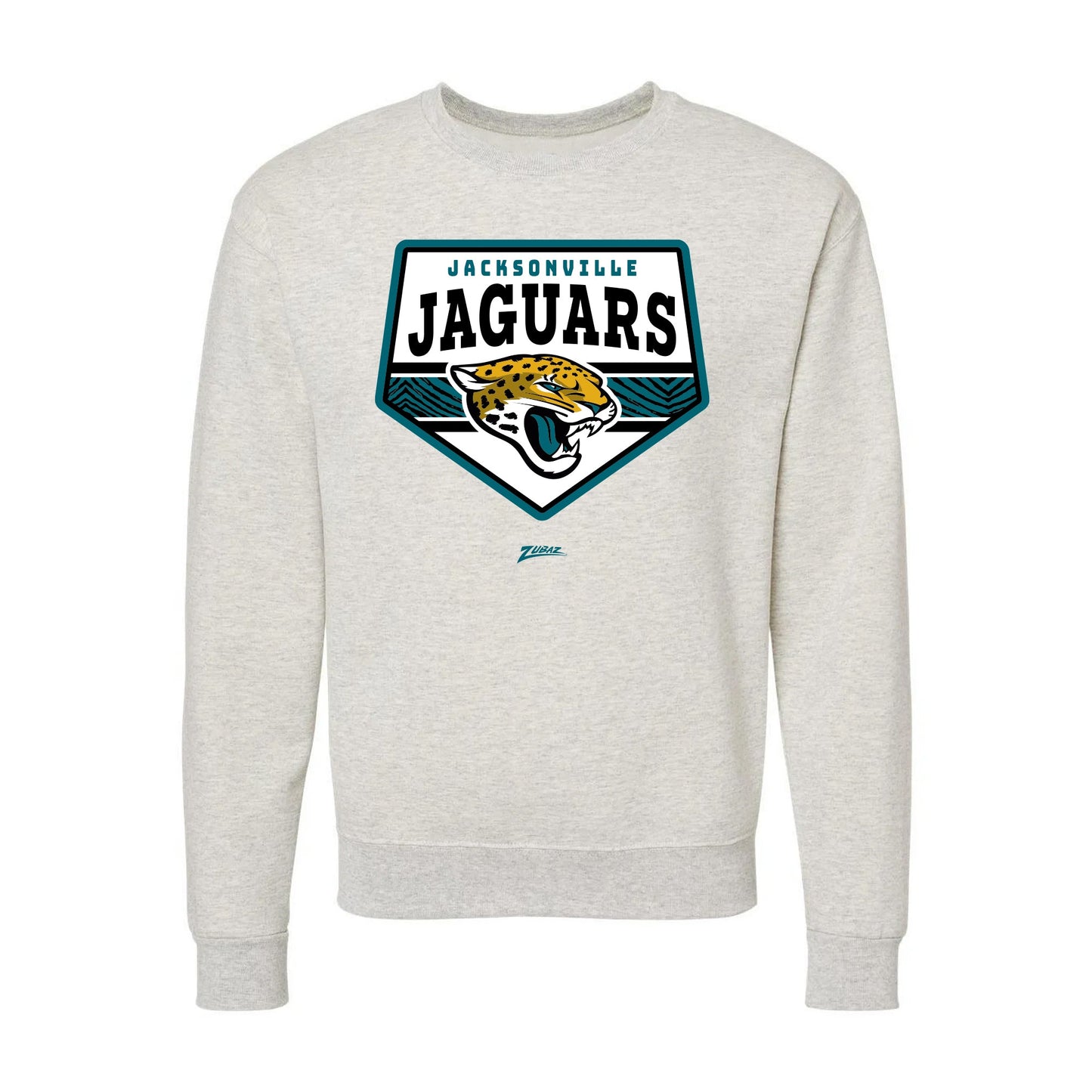 Zubaz NFL Jacksonville Jaguars Unisex Adult Men's & Women's Pullover Fleece Crew Neck Sweatshirt, Z2C Chip Shot, Oatmeal Heather