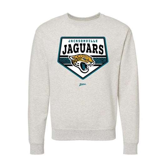 Zubaz NFL Jacksonville Jaguars Unisex Adult Men's & Women's Pullover Fleece Crew Neck Sweatshirt, Z2C Chip Shot, Oatmeal Heather