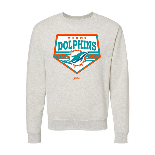 Zubaz NFL Miami Dolphins Unisex Adult Men's & Women's Pullover Fleece Crew Neck Sweatshirt, Z2C Chip Shot, Oatmeal Heather