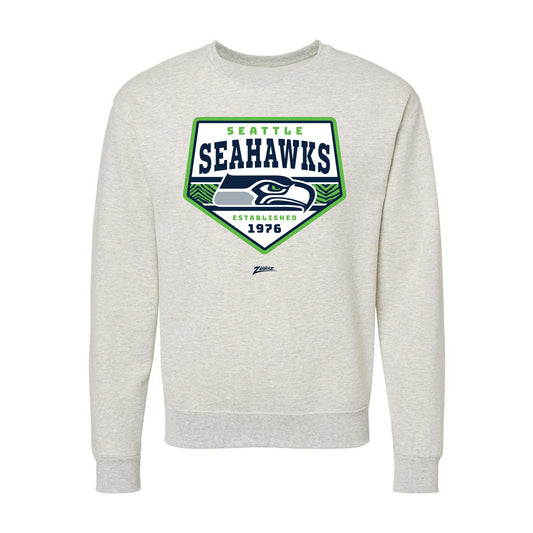 Zubaz NFL Seattle Seahawks Unisex Adult Men's & Women's Pullover Fleece Crew Neck Sweatshirt, Z2C Chip Shot, Oatmeal Heather