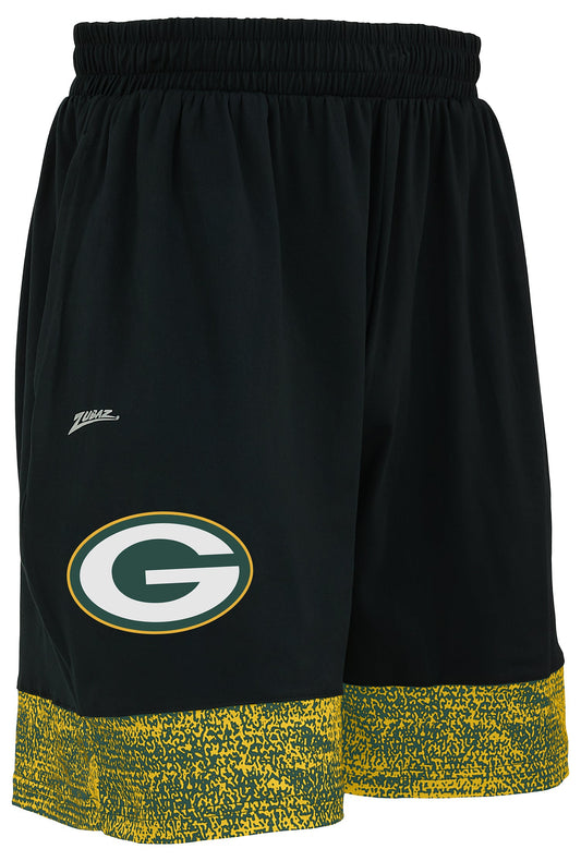 Zubaz NFL Men's Slider Short with Static Bottom Green Bay Packers