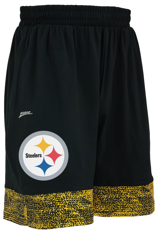 Zubaz NFL Men's Slider Short with Static Bottom Pittsburgh Steelers