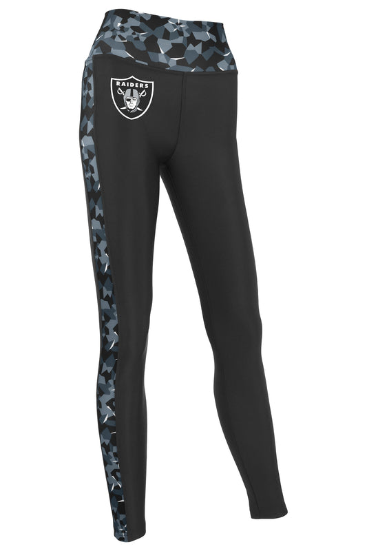 ZUBAZ NFL Women's Las Vegas Raiders Black Leggings, High-Waisted Athletic Fit, Diamond Pattern Detail