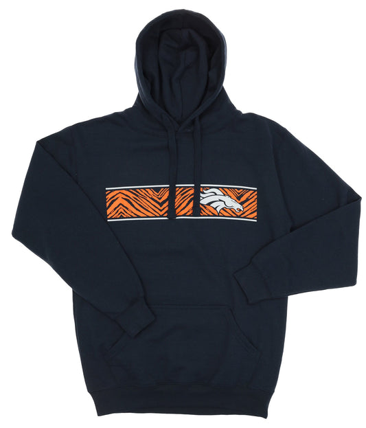 ZUBAZ NFL MENS DENVER BRONCOS ZEBRA LOGO GRAPHIC NAVY HOODIE SM