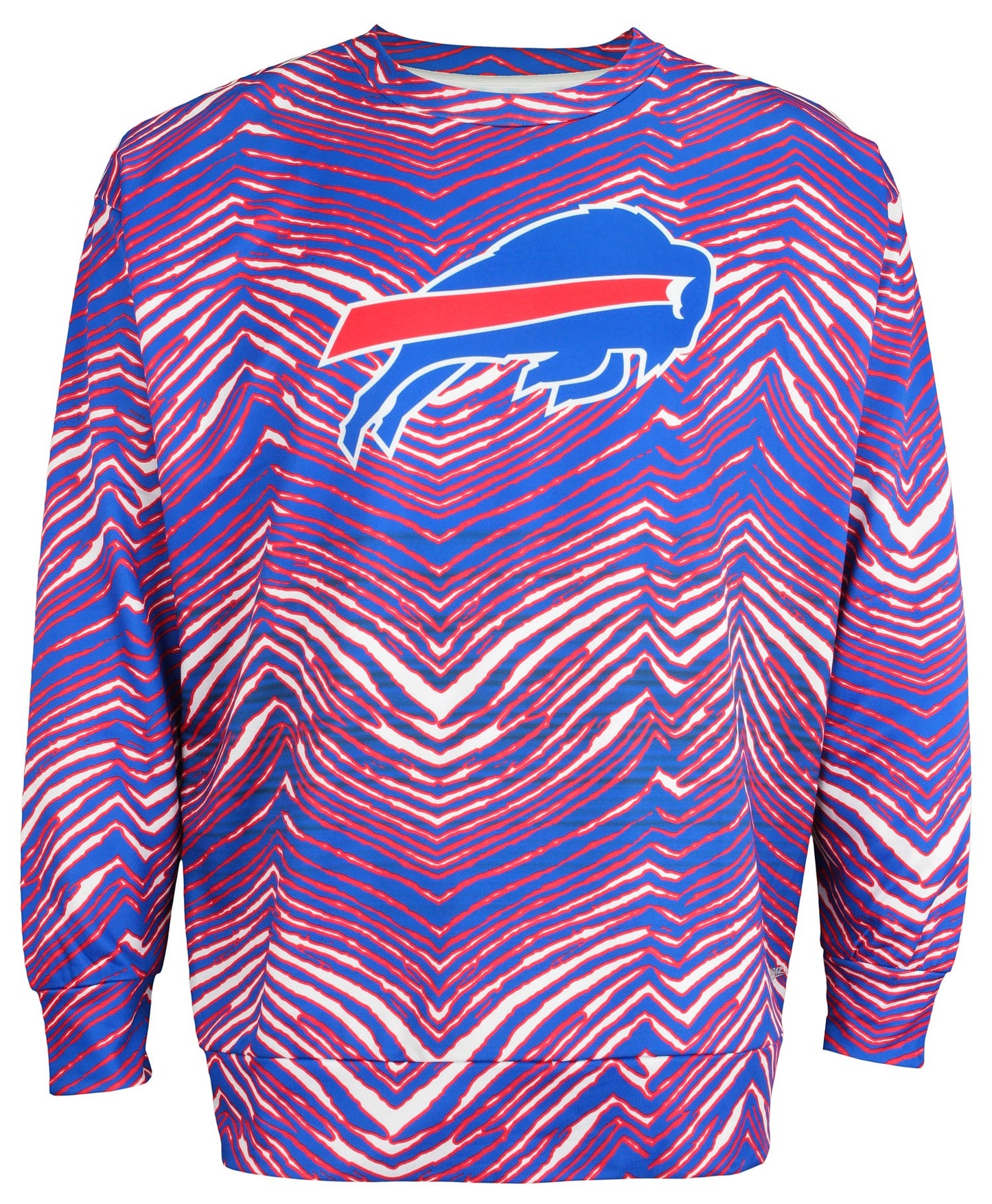 Zubaz NFL Men's Team Logo Zebra Crew Neck Sweatshirt Buffalo Bills