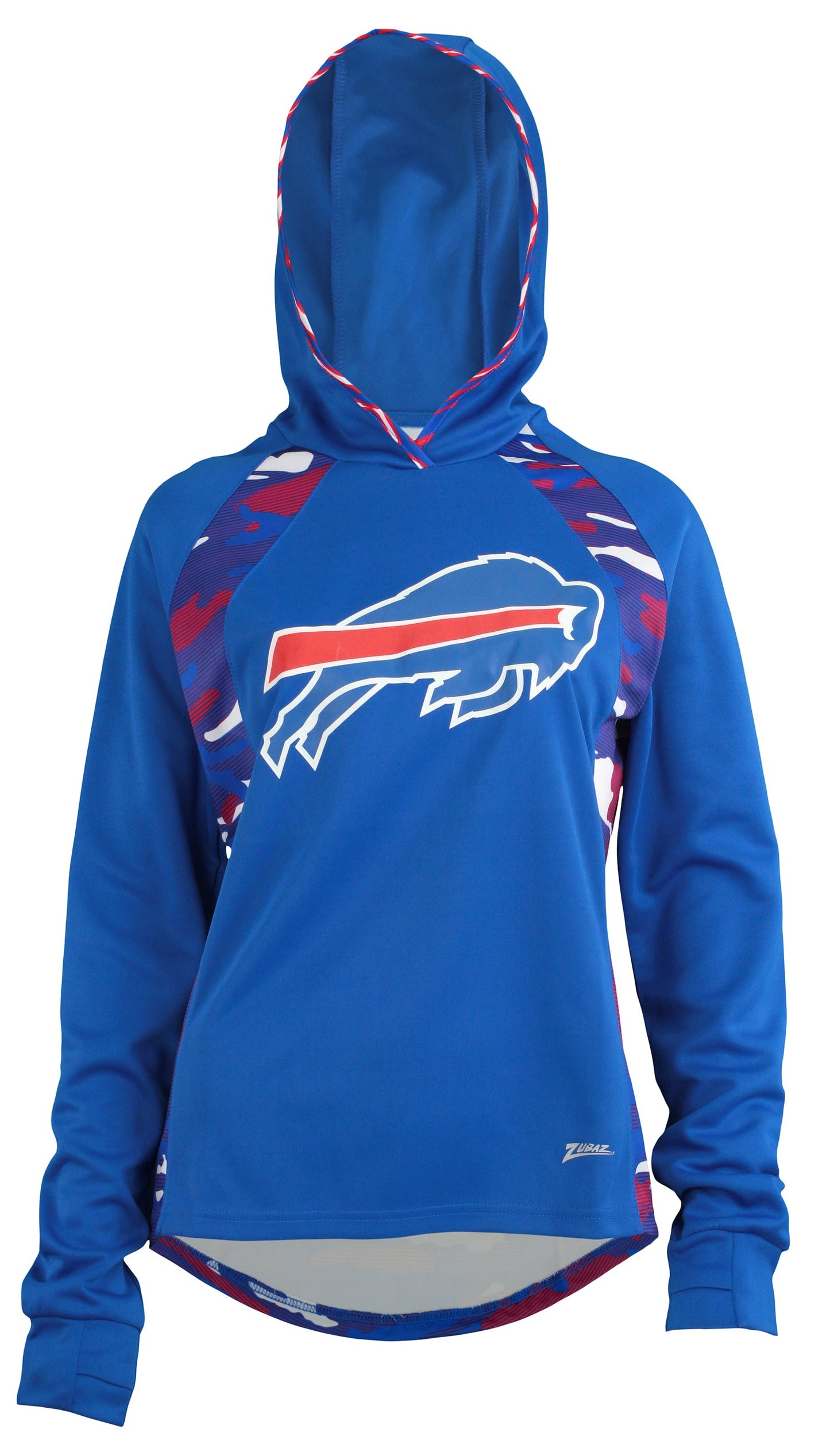 Zubaz NFL Women's Buffalo Bills Elevated Team Logo Camo Light Weight Hoodie