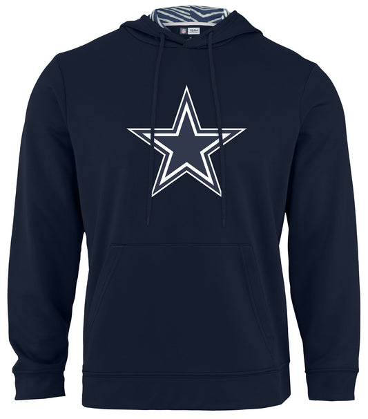 Zubaz NFL Men's Dallas Cowboys Team Color Primary Logo With Zebra Hood Liner