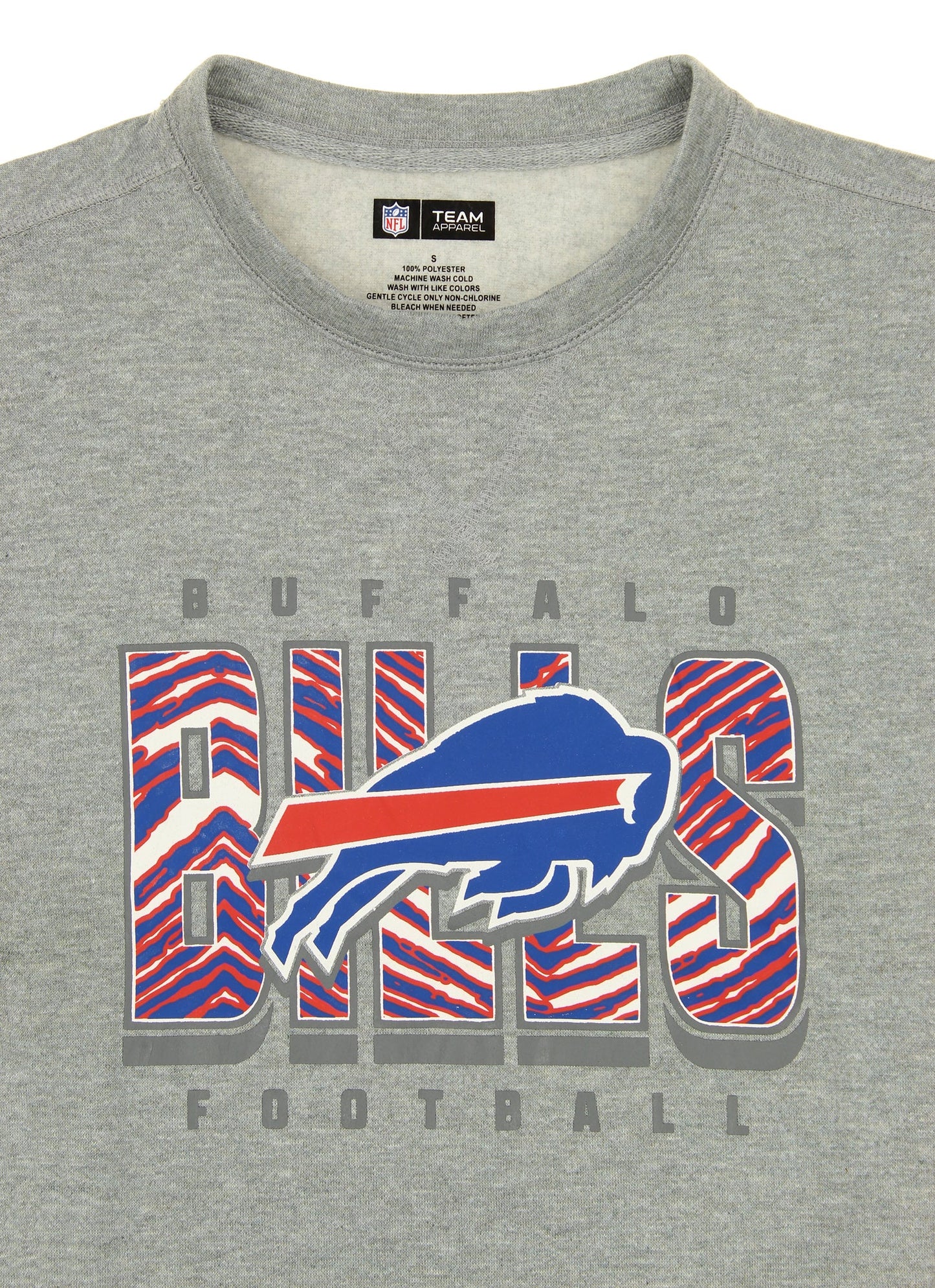 Zubaz NFL Women's Buffalo Bills Heather Grey Team Name & Logo Crewneck Sweatshirt w/ Pockets