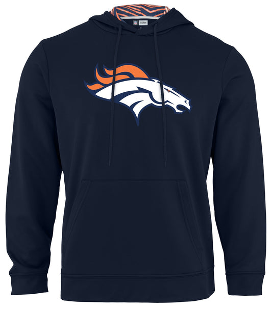 Zubaz NFL Men's Denver Broncos Team Color Primary Logo With Zebra Hood Liner