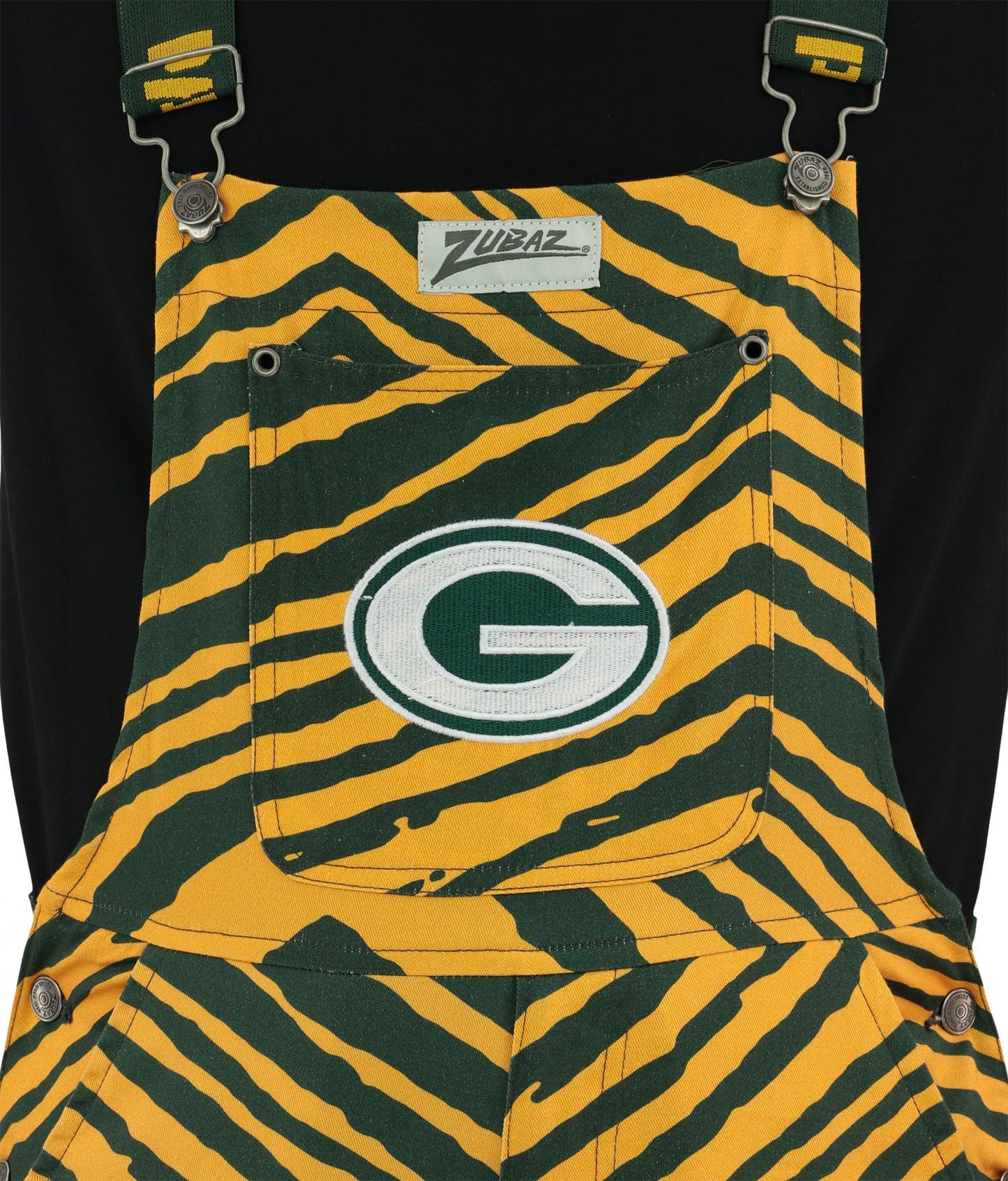 Zubaz NFL Unisex Zebra Lightweight Bib, Green Bay Packers
