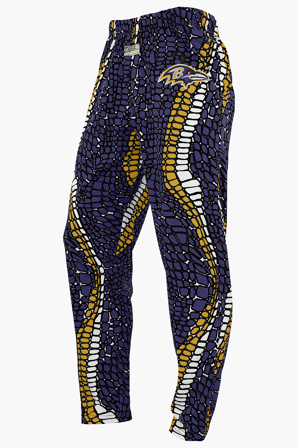 Zubaz NFL Adult Unisex Z88 Embroidered Gator 3 Color Pants, Baltimore Ravens