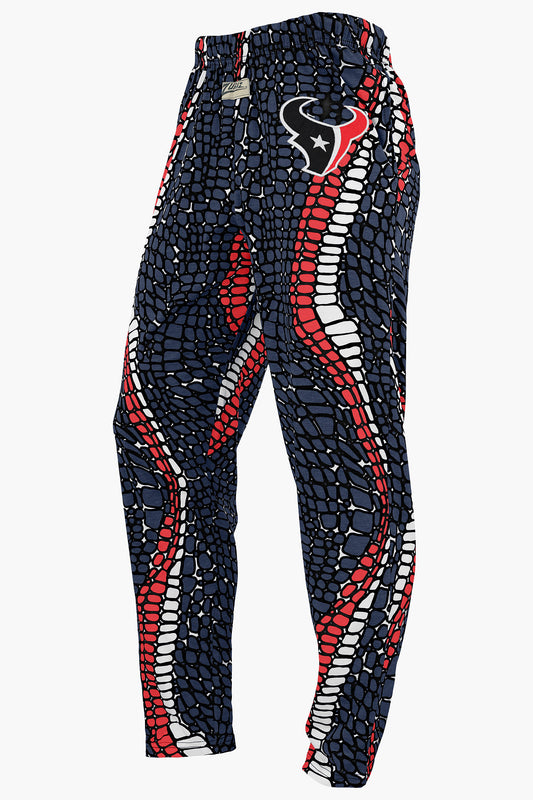 Zubaz NFL Adult Unisex Z88 Embroidered Gator 3 Color Pants, Houston Texans