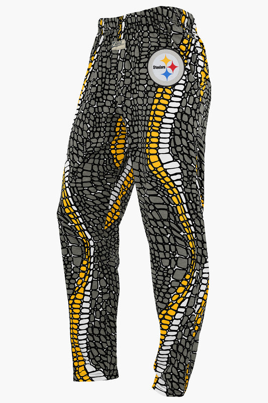 Zubaz NFL Adult Unisex Z88 Embroidered Gator 3 Color Pants, Pittsburgh Steelers