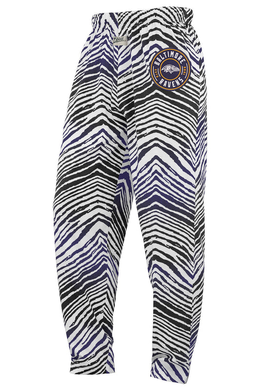 Zubaz NFL Adult Unisex Z88 Embroidered Zebra Ombre TMC Pants, Baltimore Ravens