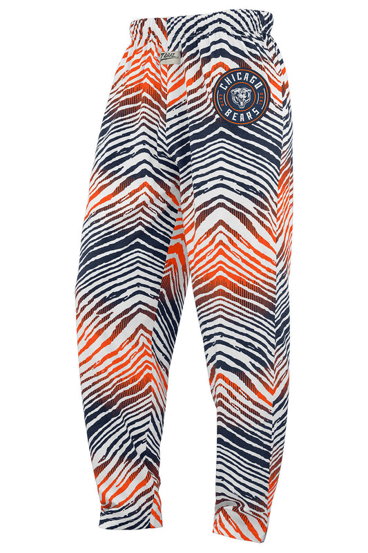 Zubaz NFL Adult Unisex Z88 Embroidered Zebra Ombre TMC Pants, Chicago Bears