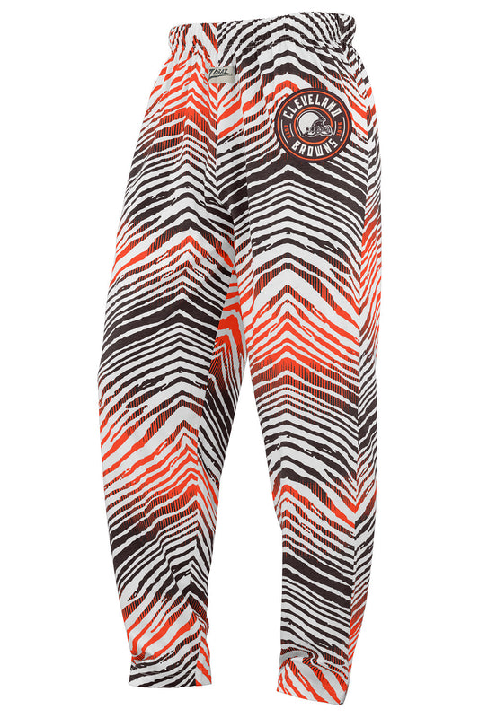 Zubaz NFL Adult Unisex Z88 Embroidered Zebra Ombre TMC Pants, Cleveland Browns