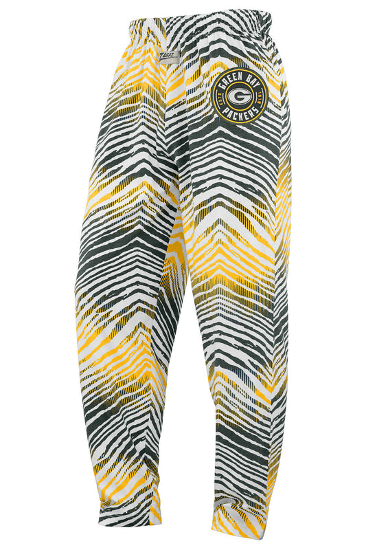Zubaz NFL Adult Unisex Z88 Embroidered Zebra Ombre TMC Pants, Green Bay Packers