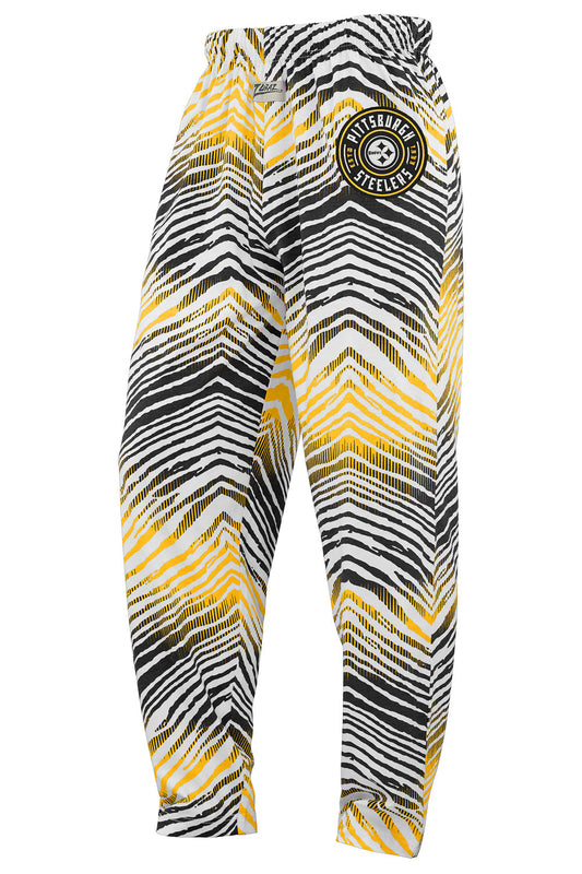 Zubaz NFL Adult Unisex Z88 Embroidered Zebra Ombre TMC Pants, Pittsburgh Steelers