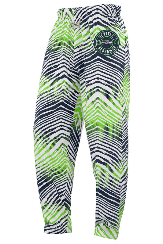 Zubaz NFL Adult Unisex Z88 Embroidered Zebra Ombre TMC Pants, Seattle Seahawks