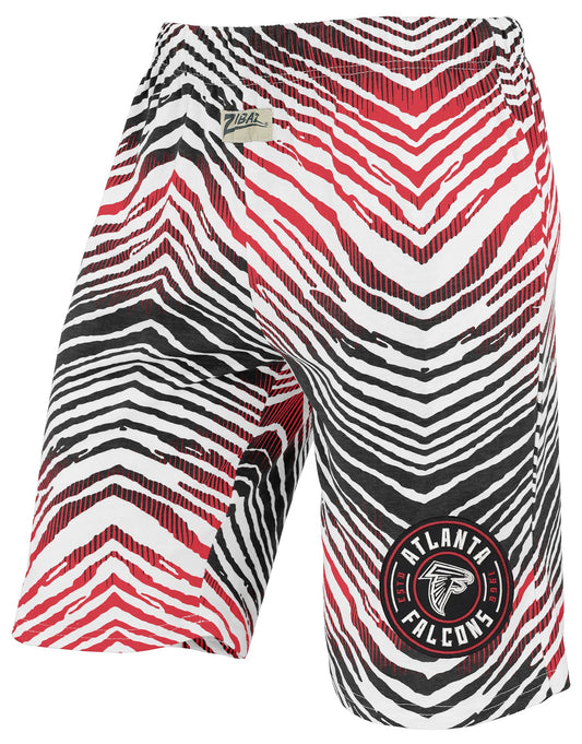 Zubaz NFL Adult Unisex Z88 Embroidered Zebra Ombre TMC Shorts, Atlanta Falcons