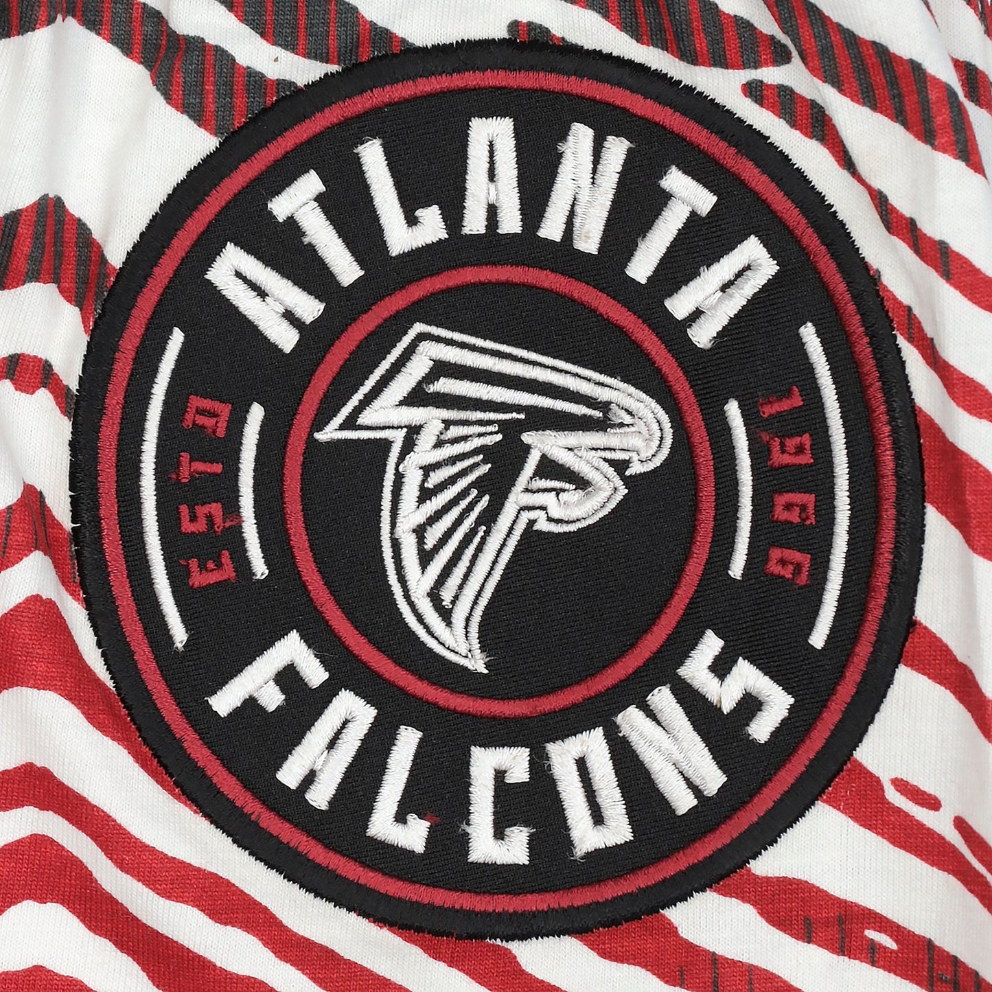 Zubaz NFL Adult Unisex Z88 Embroidered Zebra Ombre TMC Shorts, Atlanta Falcons
