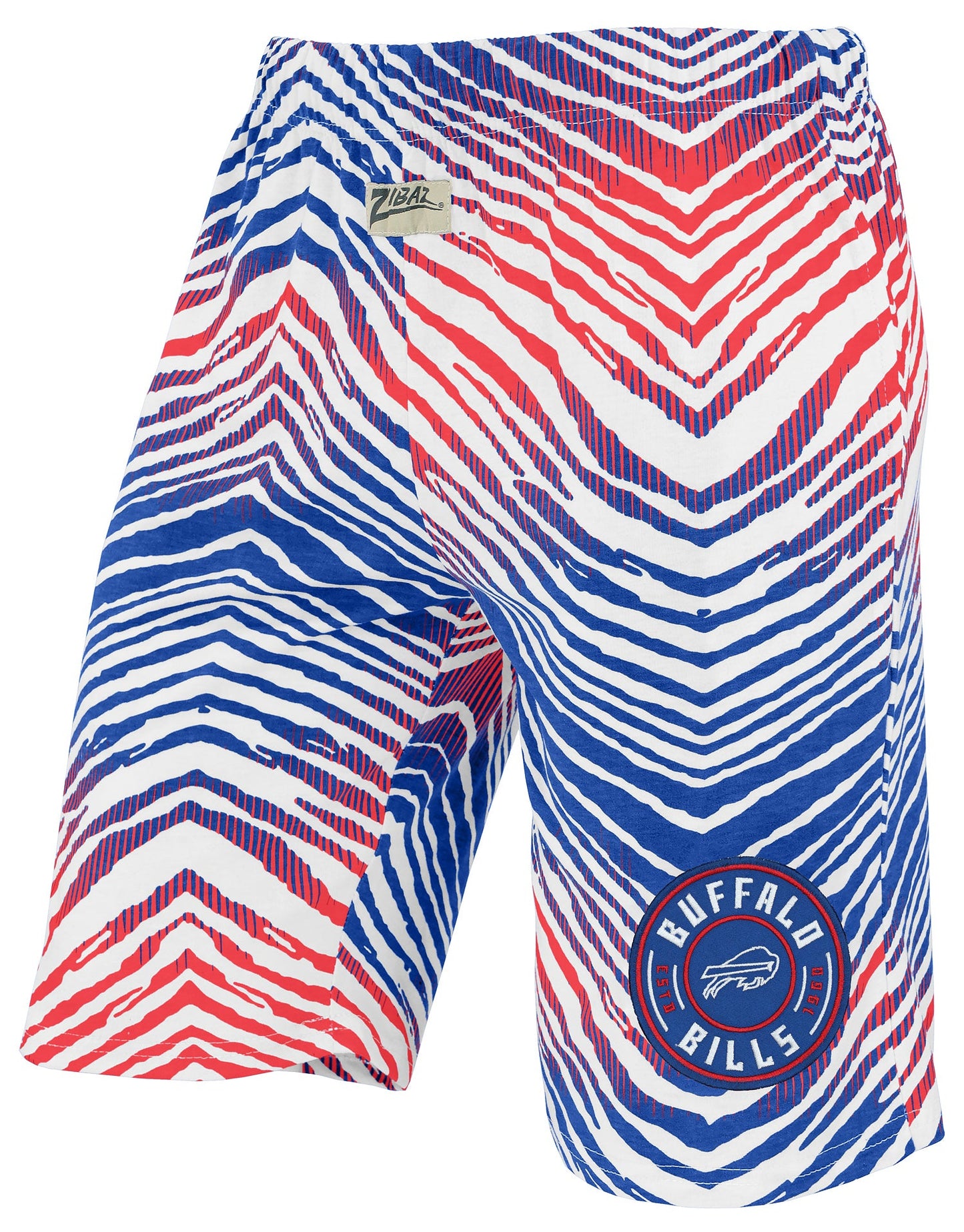 Zubaz NFL Adult Unisex Z88 Embroidered Zebra Ombre TMC Shorts, Buffalo Bills