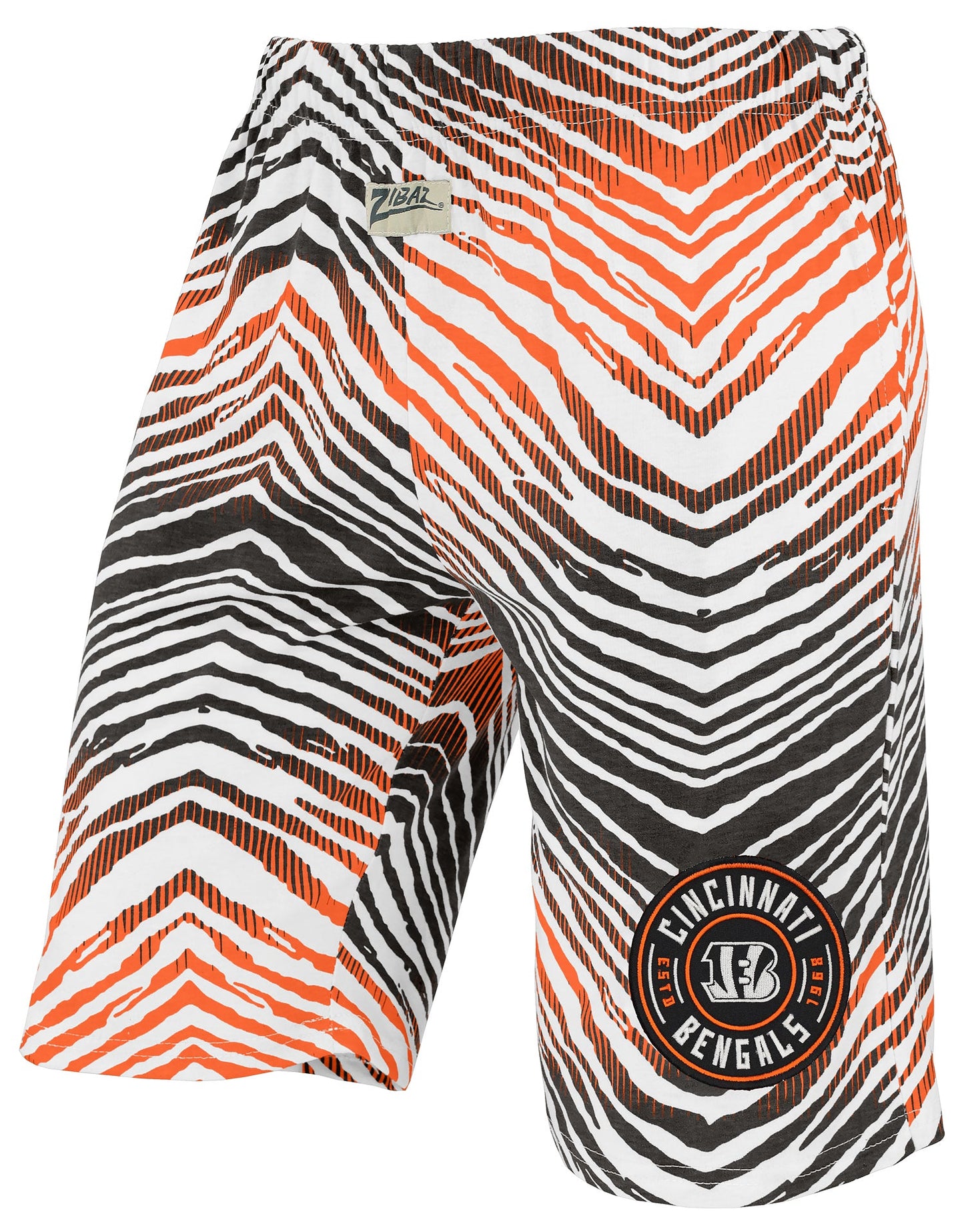 Zubaz NFL Adult Unisex Z88 Embroidered Zebra Ombre TMC Shorts, Cincinnati Bengals