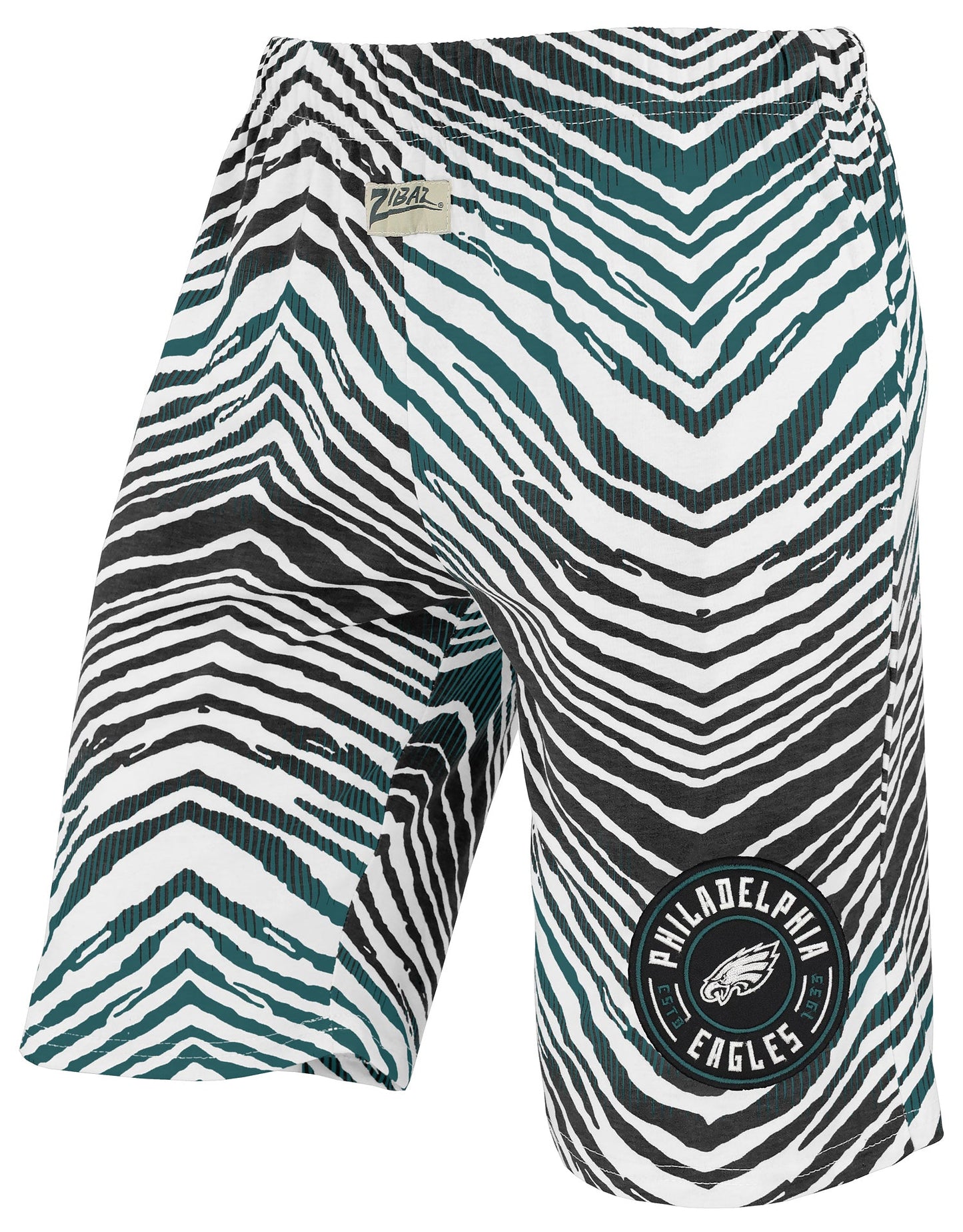 Zubaz NFL Adult Unisex Z88 Embroidered Zebra Ombre TMC Shorts, Philadelphia Eagles