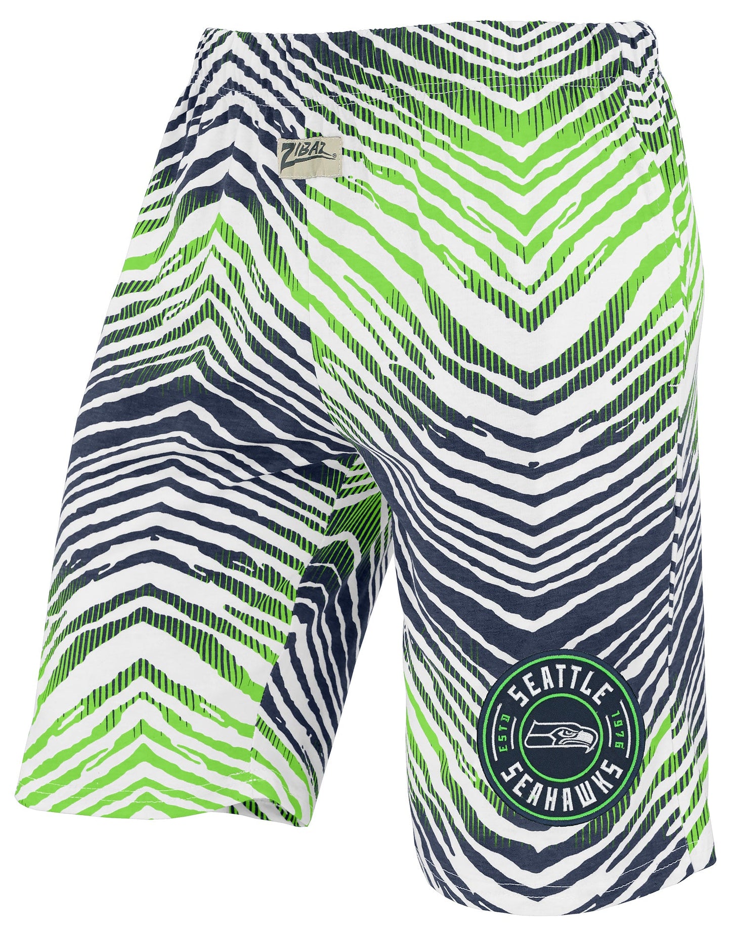 Zubaz NFL Adult Unisex Z88 Embroidered Zebra Ombre TMC Shorts, Seattle Seahawks