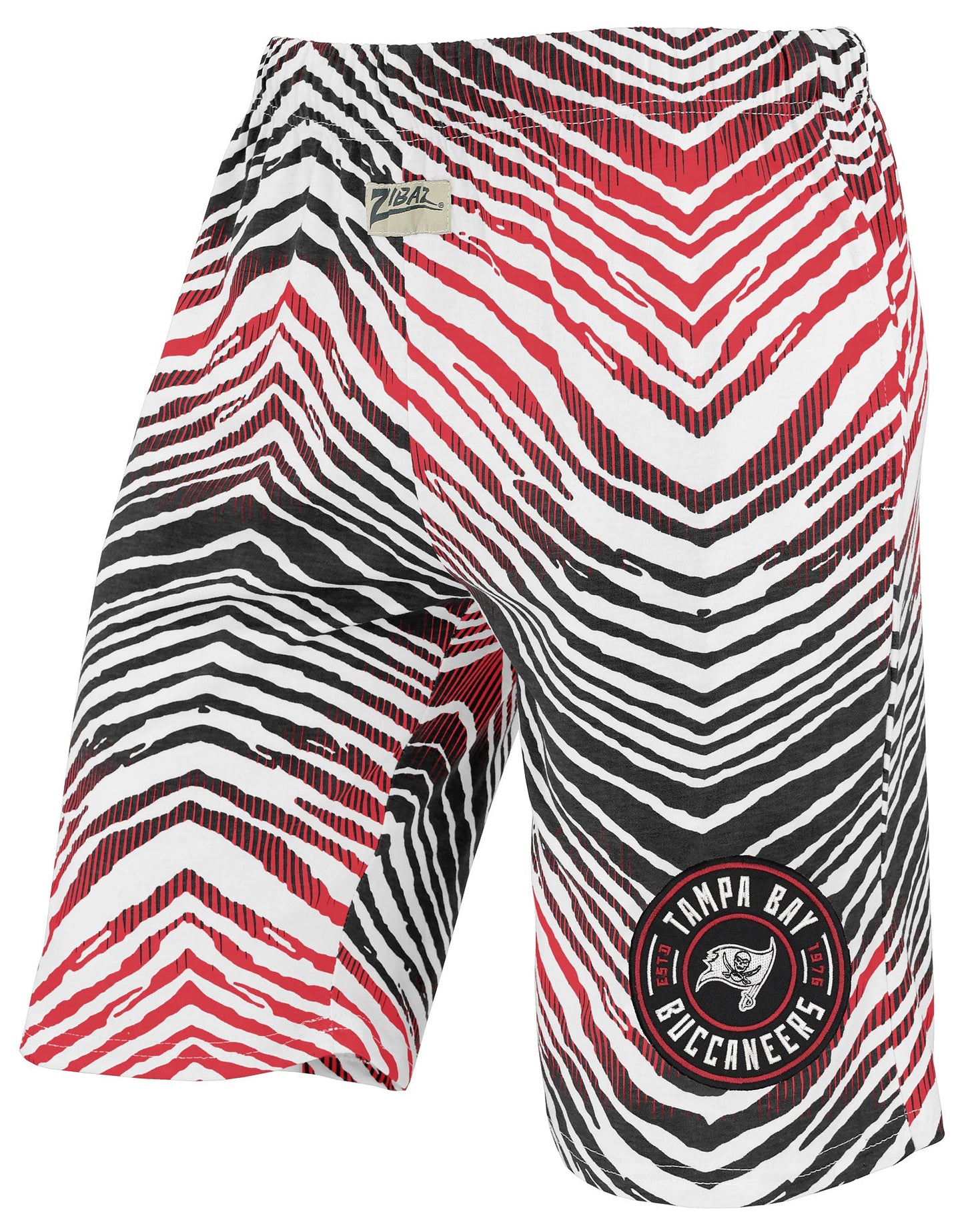 Zubaz NFL Adult Unisex Z88 Embroidered Zebra Ombre TMC Shorts, Tampa Bay Buccaneers