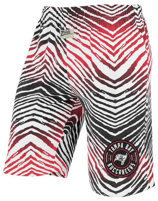 Zubaz NFL Adult Unisex Z88 Embroidered Zebra Ombre TMC Shorts, Tampa Bay Buccaneers