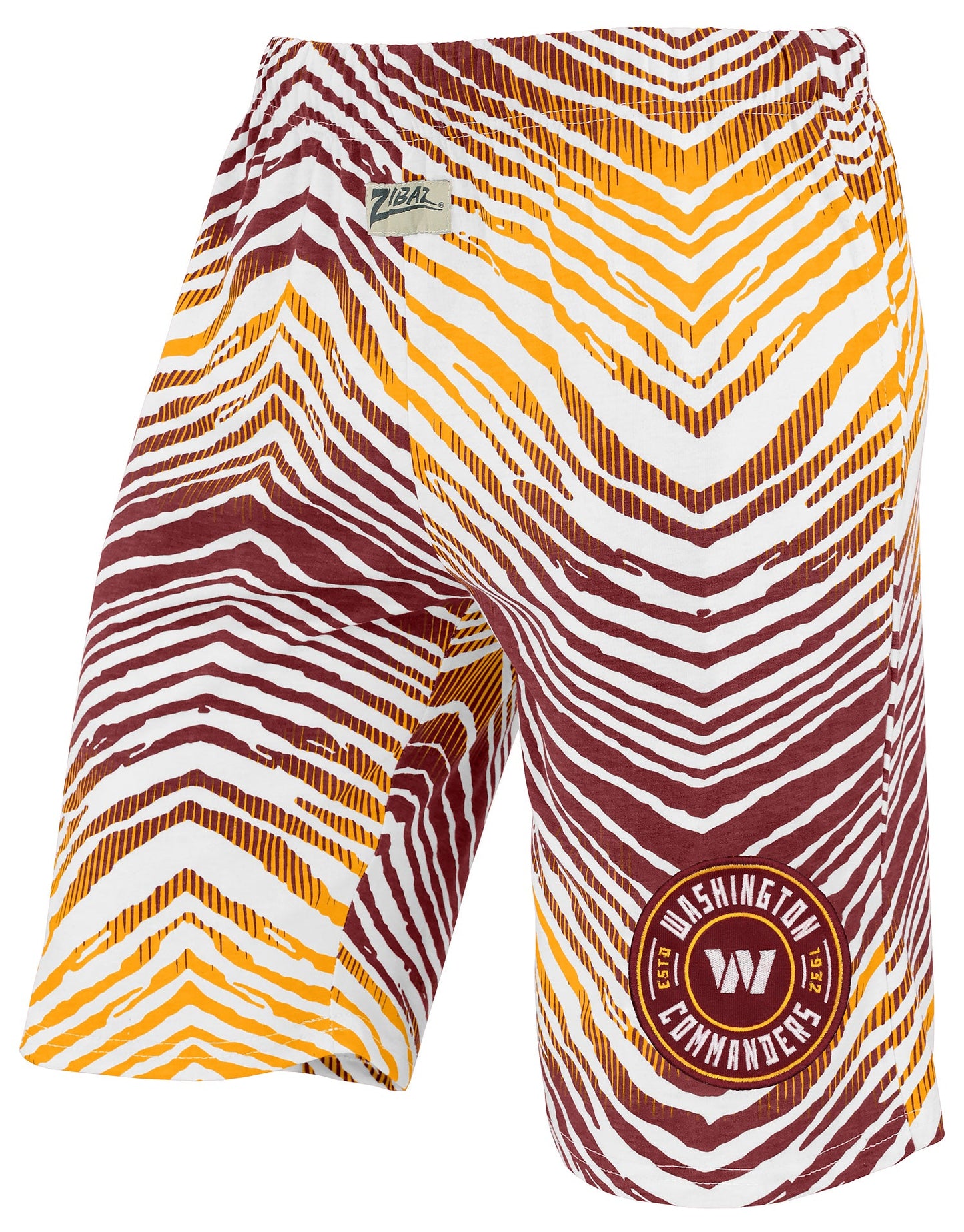 Zubaz NFL Adult Unisex Z88 Embroidered Zebra Ombre TMC Shorts, Washington Commanders