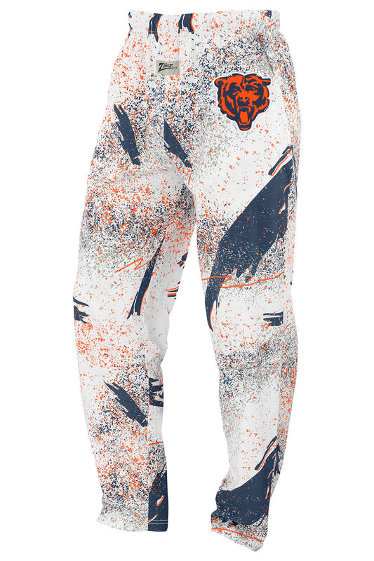 Zubaz NFL Adult Unisex Z88 Embroidered Confetti 3 Color Pants, Chicago Bears