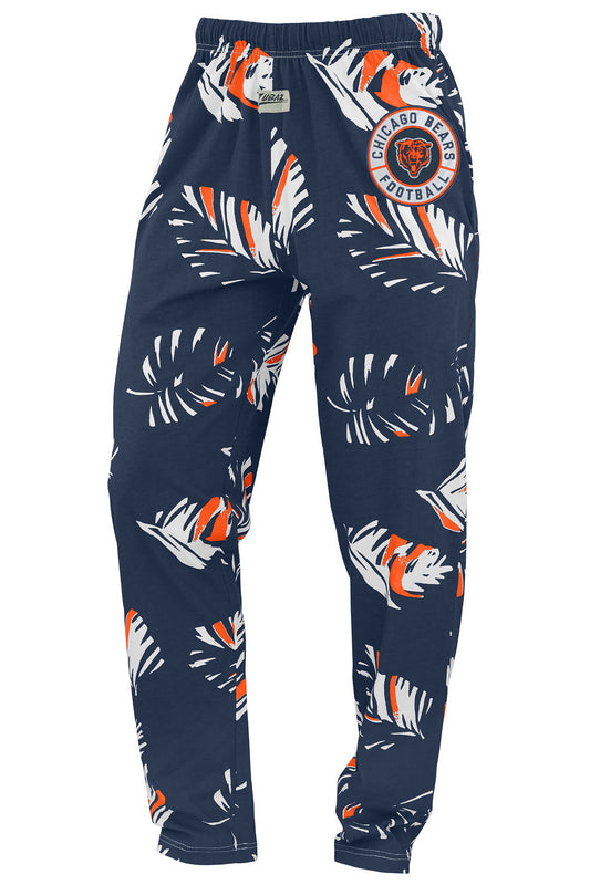 Zubaz NFL Adult Unisex Z88 Embroidered Leaf 3 Color Pants, Chicago Bears