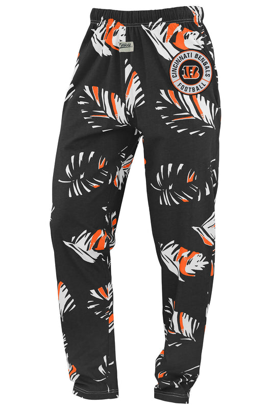 Zubaz NFL Adult Unisex Z88 Embroidered Leaf 3 Color Pants, Cincinnati Bengals
