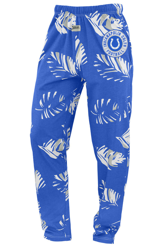 Zubaz NFL Adult Unisex Z88 Embroidered Leaf 3 Color Pants, Indianapolis Colts