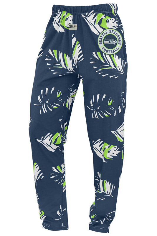 Zubaz NFL Adult Unisex Z88 Embroidered Leaf 3 Color Pants, Seattle Seahawks