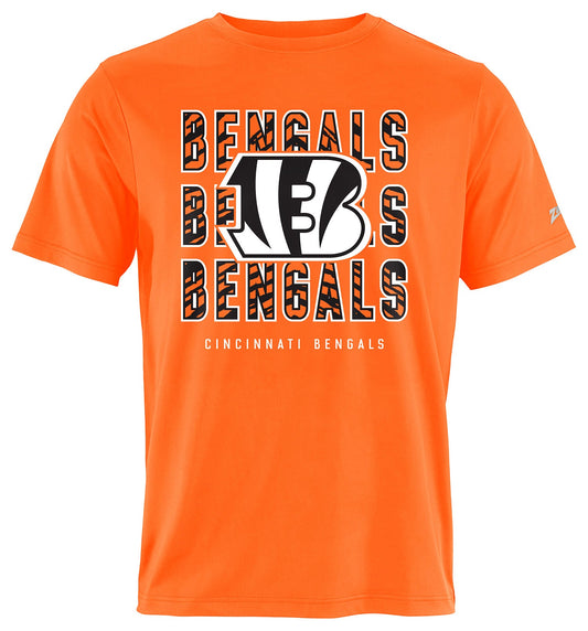 Zubaz NFL Men's Repeat Play Alternate Team Color Short Sleeve T-Shirt, Cincinnati Bengals