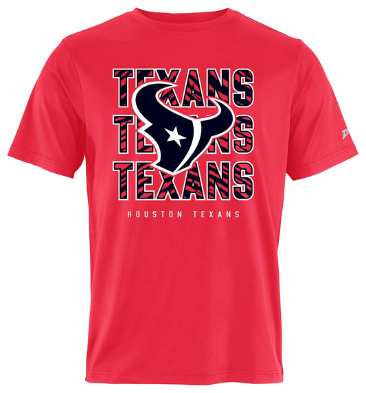 Zubaz NFL Men's Repeat Play Alternate Team Color Short Sleeve T-Shirt, Houston Texans