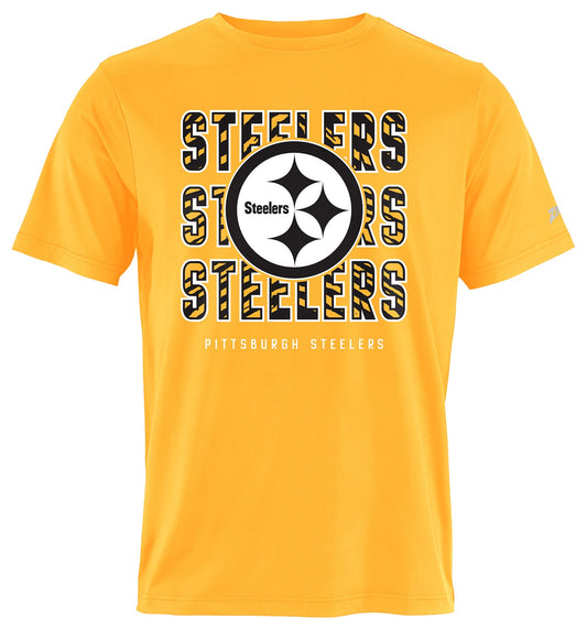 Zubaz NFL Men's Repeat Play Alternate Team Color Short Sleeve T-Shirt, Pittsburgh Steelers