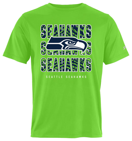 Zubaz NFL Men's Repeat Play Alternate Team Color Short Sleeve T-Shirt, Seattle Seahawks