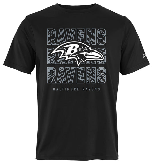 Zubaz NFL Men's Repeat Play Black Short Sleeve T-Shirt, Baltimore Ravens
