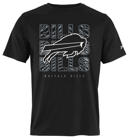 Zubaz NFL Men's Repeat Play Black Short Sleeve T-Shirt, Buffalo Bills