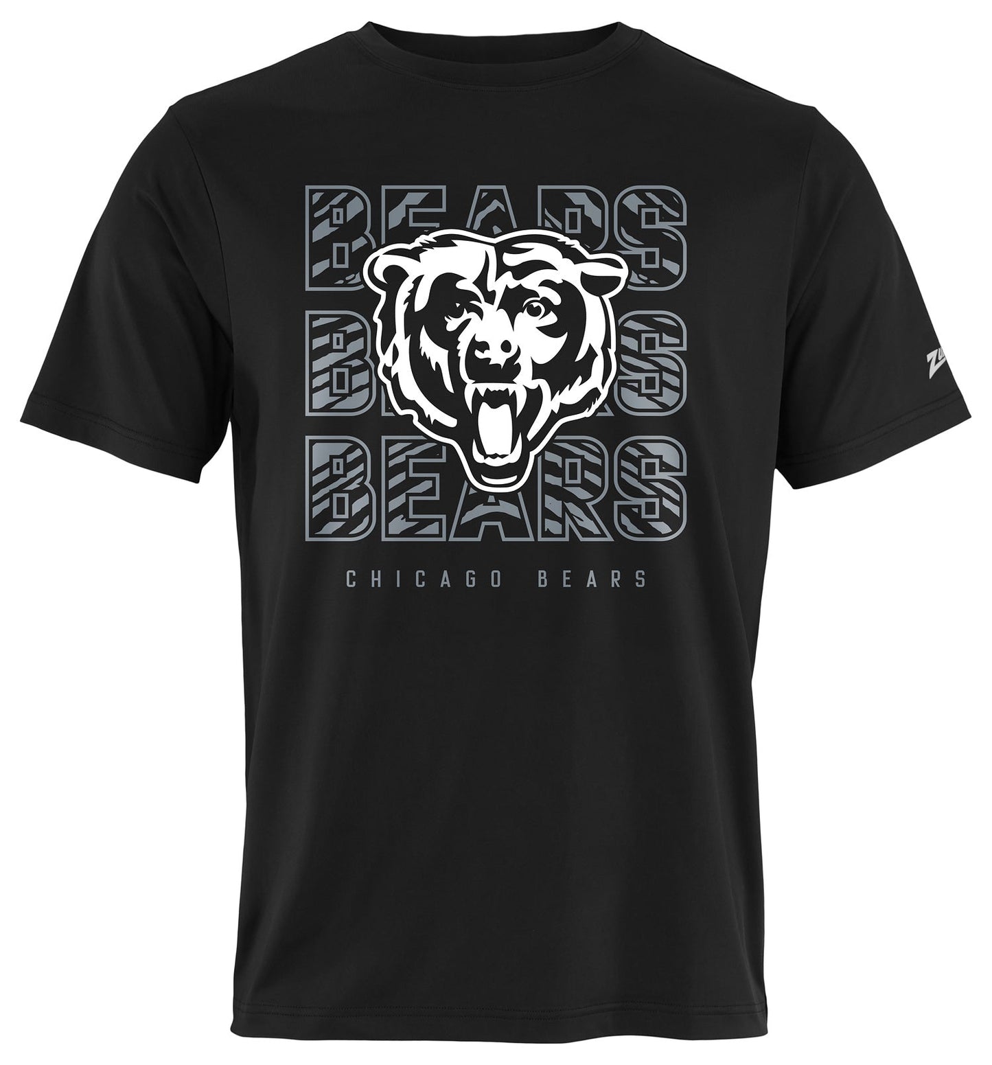 Zubaz NFL Men's Repeat Play Black Short Sleeve T-Shirt, Chicago Bears