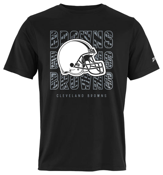 Zubaz NFL Men's Repeat Play Black Short Sleeve T-Shirt, Cleveland Browns