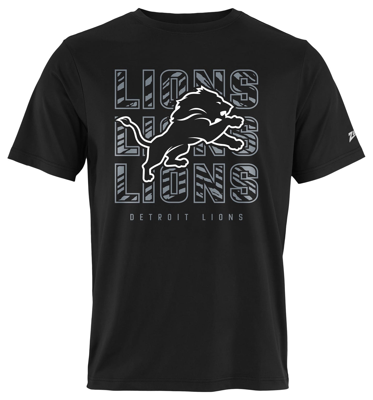 Zubaz NFL Men's Repeat Play Black Short Sleeve T-Shirt, Detroit Lions