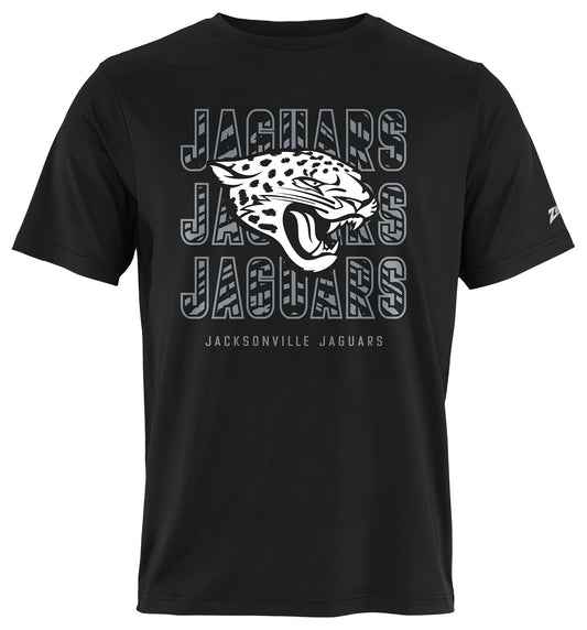 Zubaz NFL Men's Repeat Play Black Short Sleeve T-Shirt, Jacksonville Jaguars