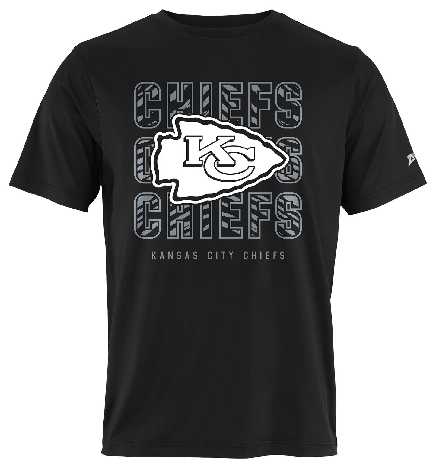 Zubaz NFL Men's Repeat Play Black Short Sleeve T-Shirt, Kansas City Chiefs